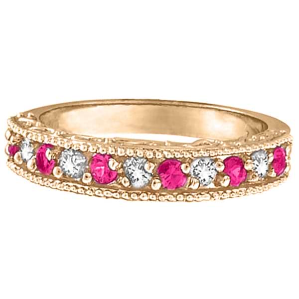 Designer Diamond and Pink Sapphire Ring in 14K Rose Gold (0.61 ctw)