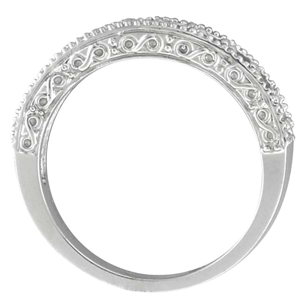 Designer Diamond and Blue Sapphire Ring Band 14k White Gold (0.59ct)
