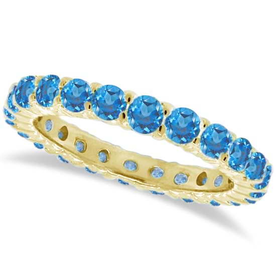 Blue Topaz Eternity Ring Band 14k Yellow Gold (1.07ct)