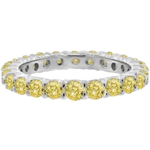Fancy Yellow Canary Diamond Eternity Ring Band 14k White Gold (1.07 ctw)