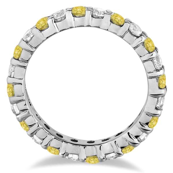 Canary Yellow & White Diamond Eternity Ring 14k White Gold (2.00ct)