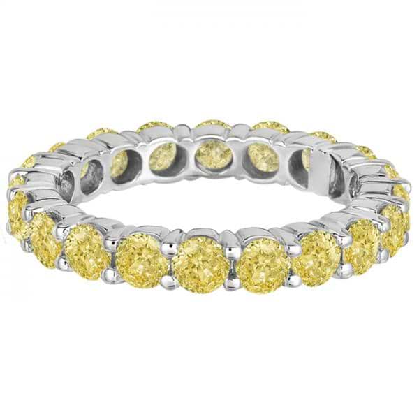 Fancy Canary Yellow Diamond Eternity Ring Band 18k White Gold (3.00ct)