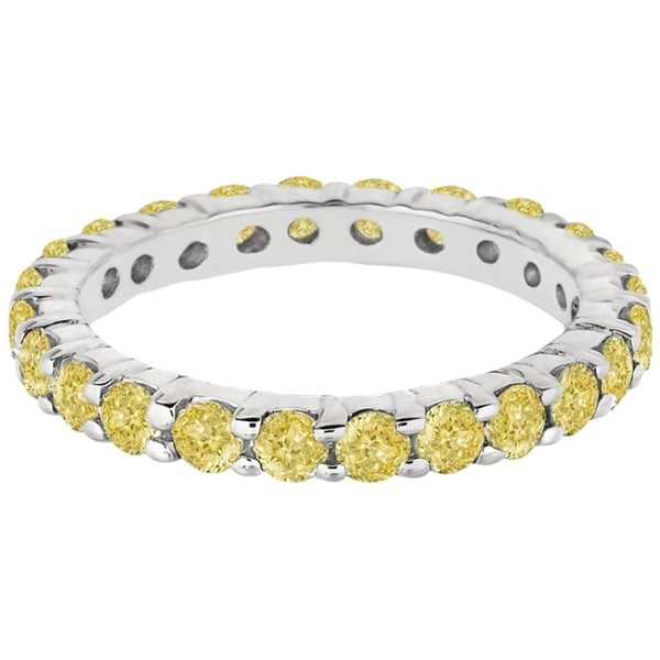 Fancy Yellow Canary Diamond Eternity Ring Band 14k White Gold (2.00ct)