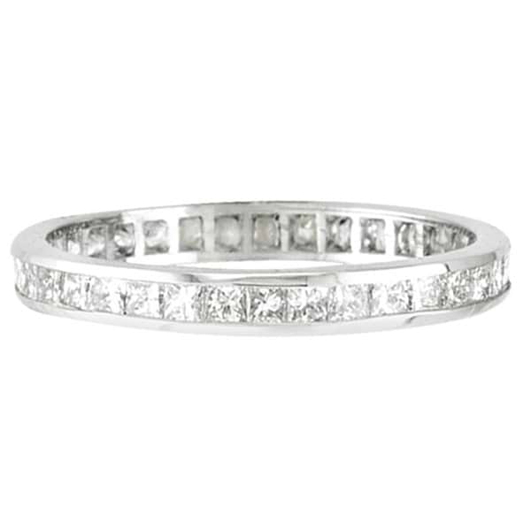 Princess-Cut Diamond Eternity Ring Band 14k White Gold (1.16ct)