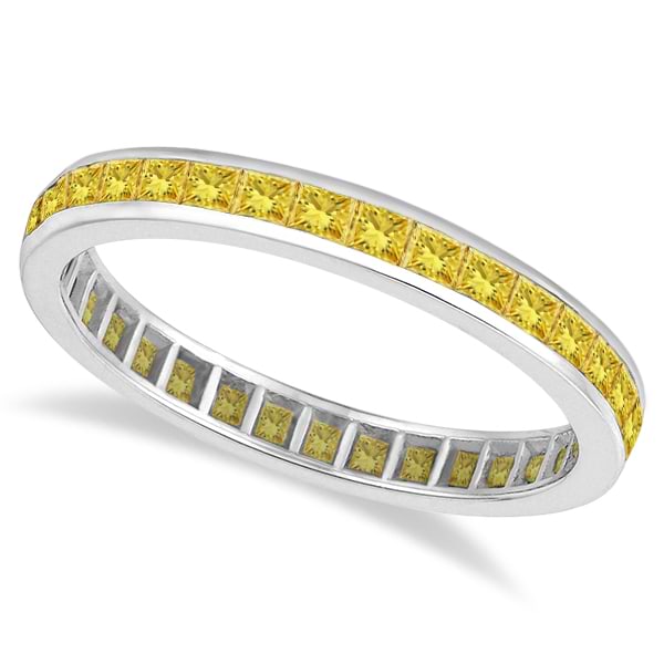 Princess-Cut Fancy Yellow Canary Diamond Ring 14k White Gold (1.16ct)