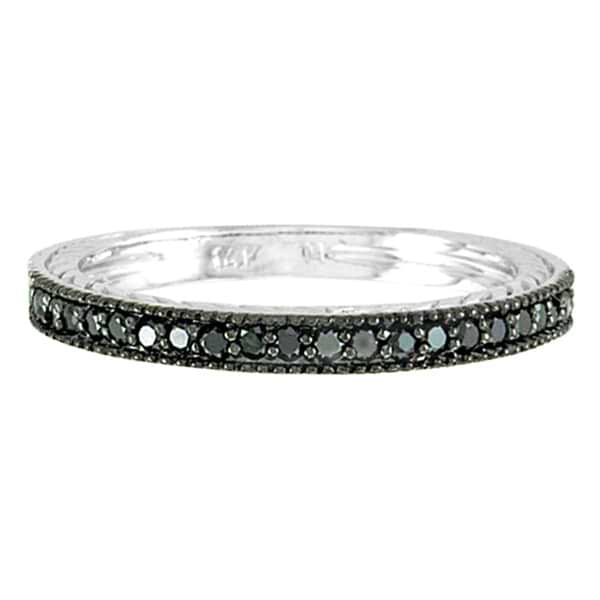 Black Diamond Stackable Ring Guard in 14K White Gold (0.312 ct)