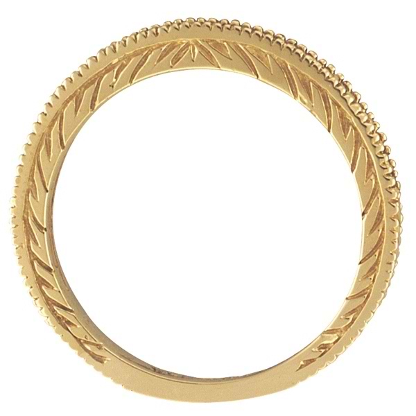 Blue Sapphire Stackable Ring Band With Milgrain Edges 14k Yellow Gold