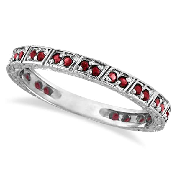 Ruby Stackable Ring Anniversary Band in 14k White Gold (0.27ct)
