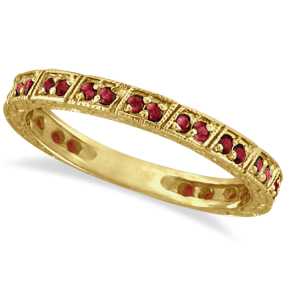 Garnet Stackable Ring Anniversary Band in 14k Yellow Gold (0.27ct)