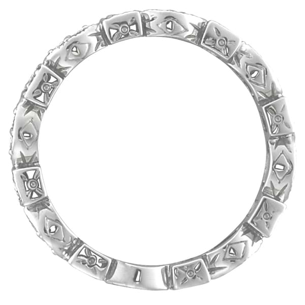 Amethyst & Diamond Eternity Anniversary Ring Band 14k White Gold