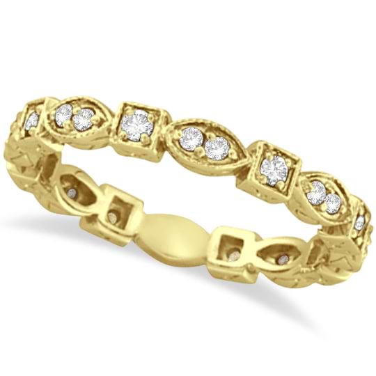 Antique Style Diamond Eternity Ring Band in 14k Yellow Gold (0.36ct)