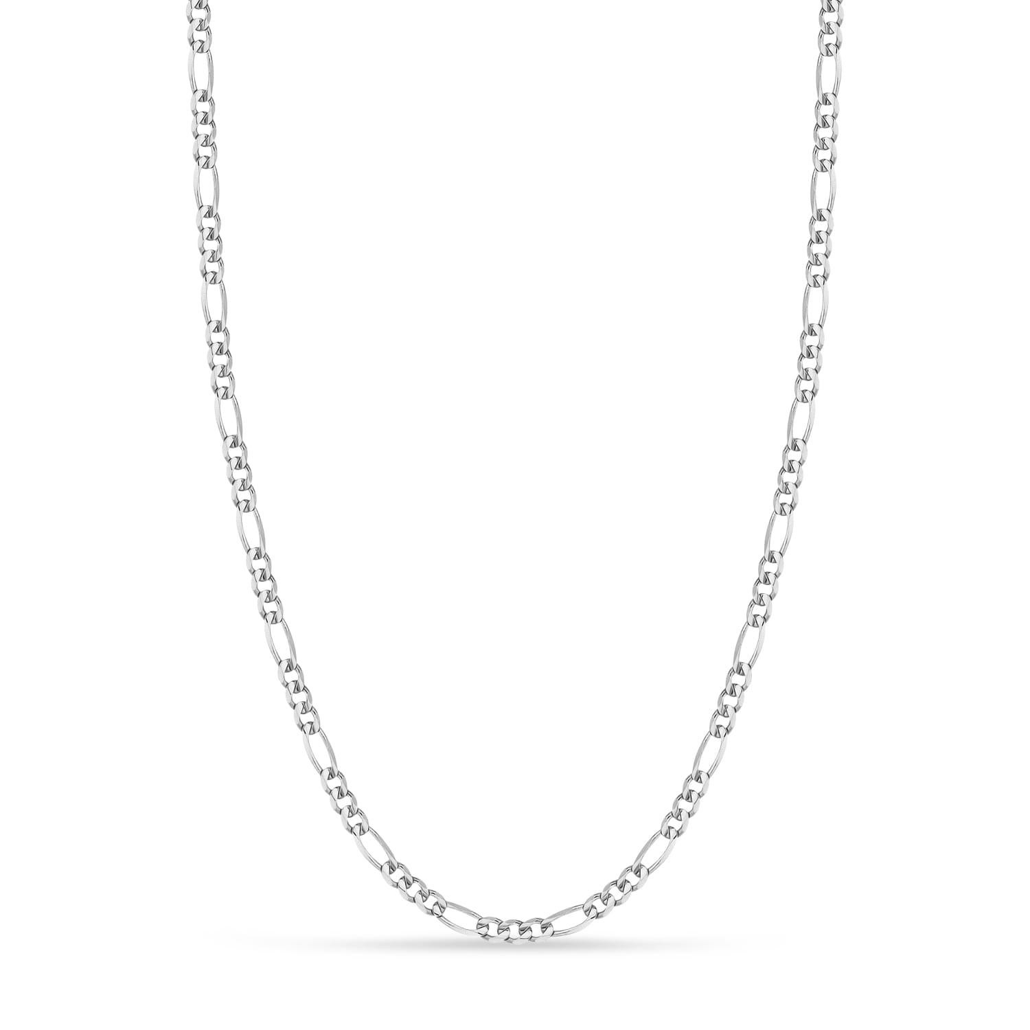 Figaro Chain Necklace With Lobster Lock 14k White Gold