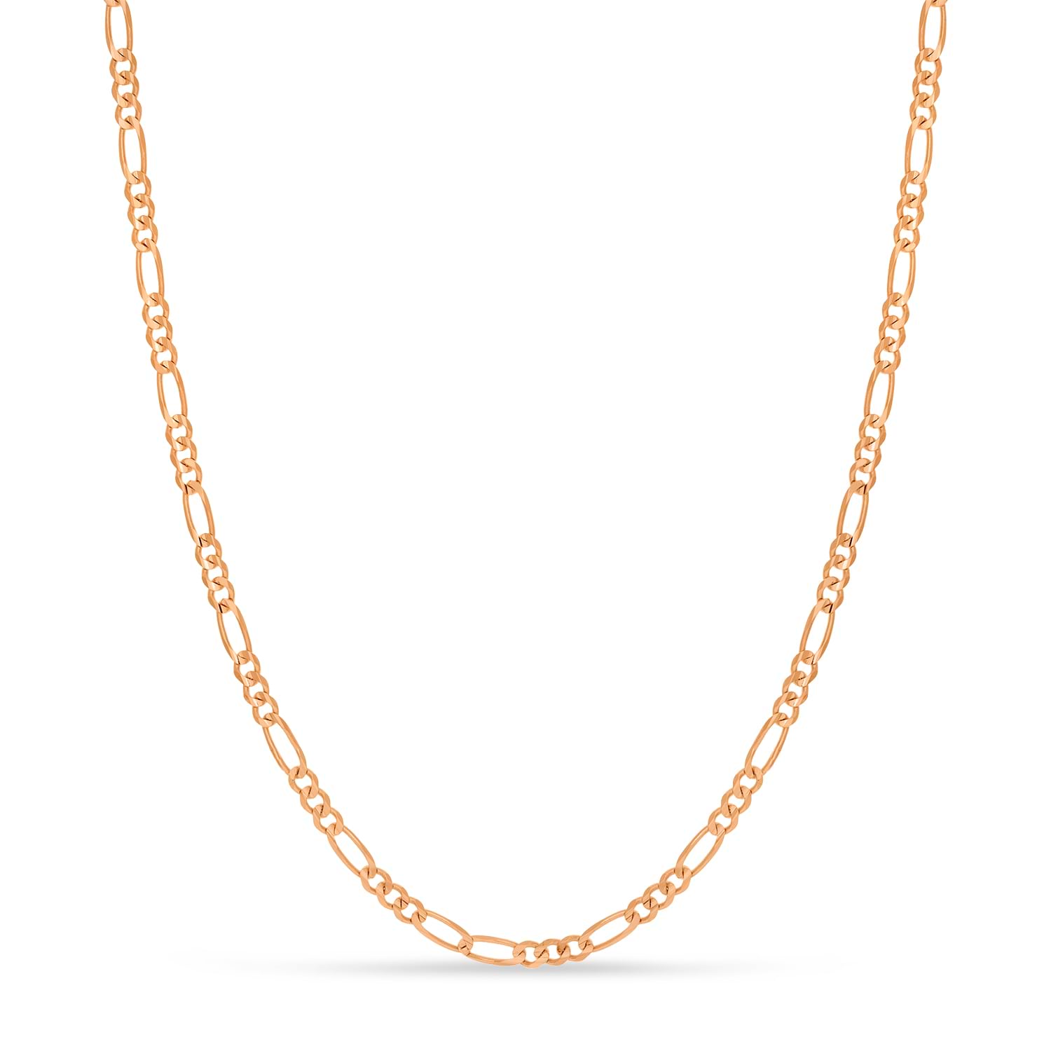 Large Figaro Chain Necklace With Lobster Lock 14k Rose Gold