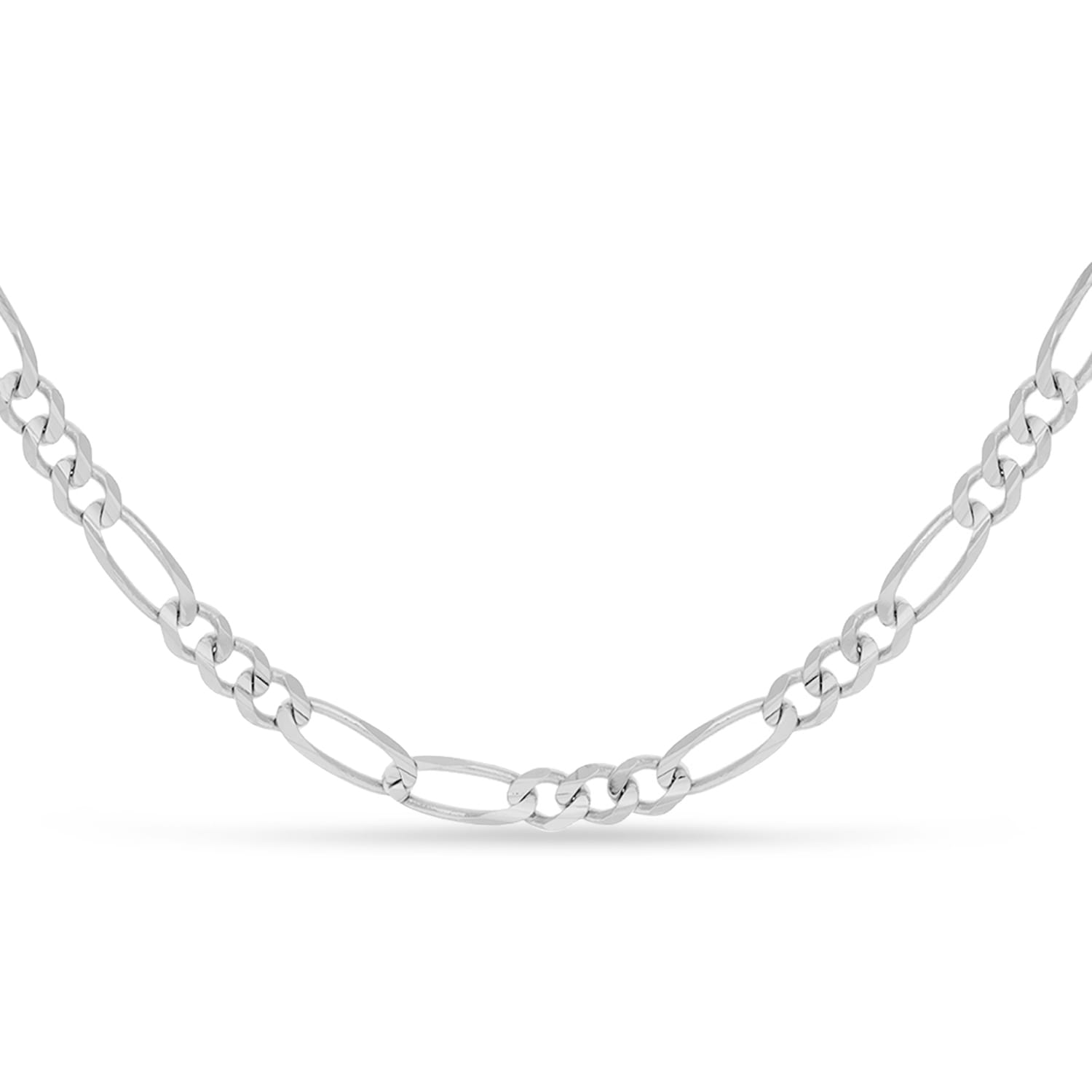 Large Figaro Chain Necklace With Lobster Lock 14k White Gold