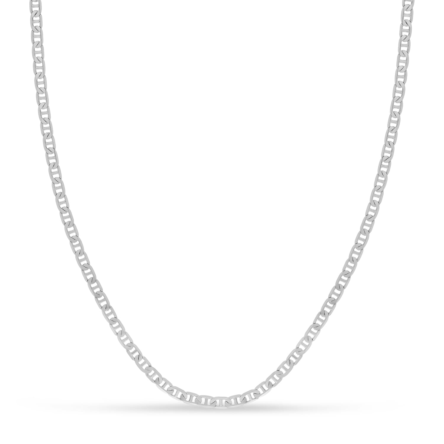 Mariner Chain Necklace With Lobster Lock 14k White Gold