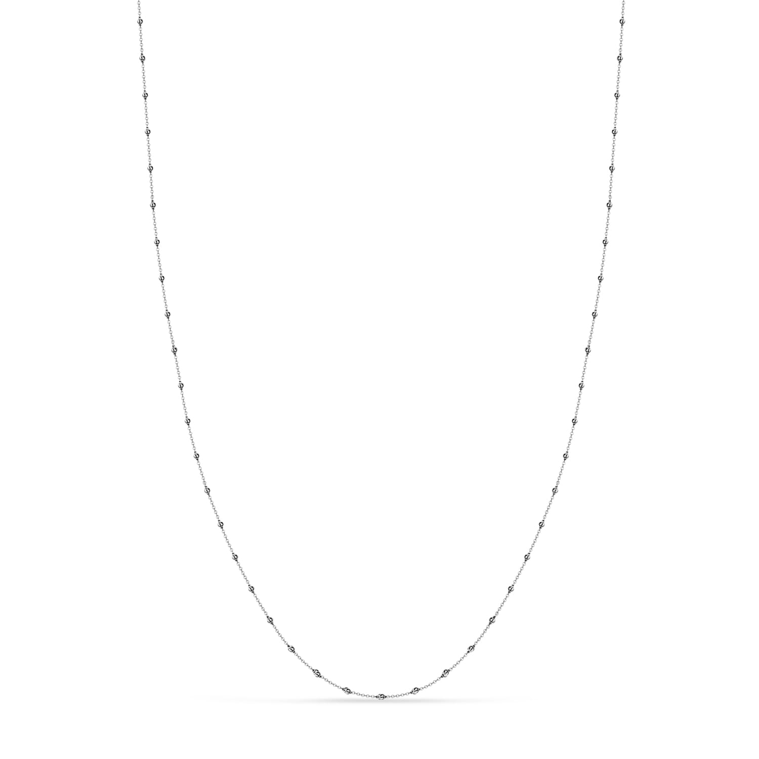Cable Chain Necklace With Beads 14k White Gold