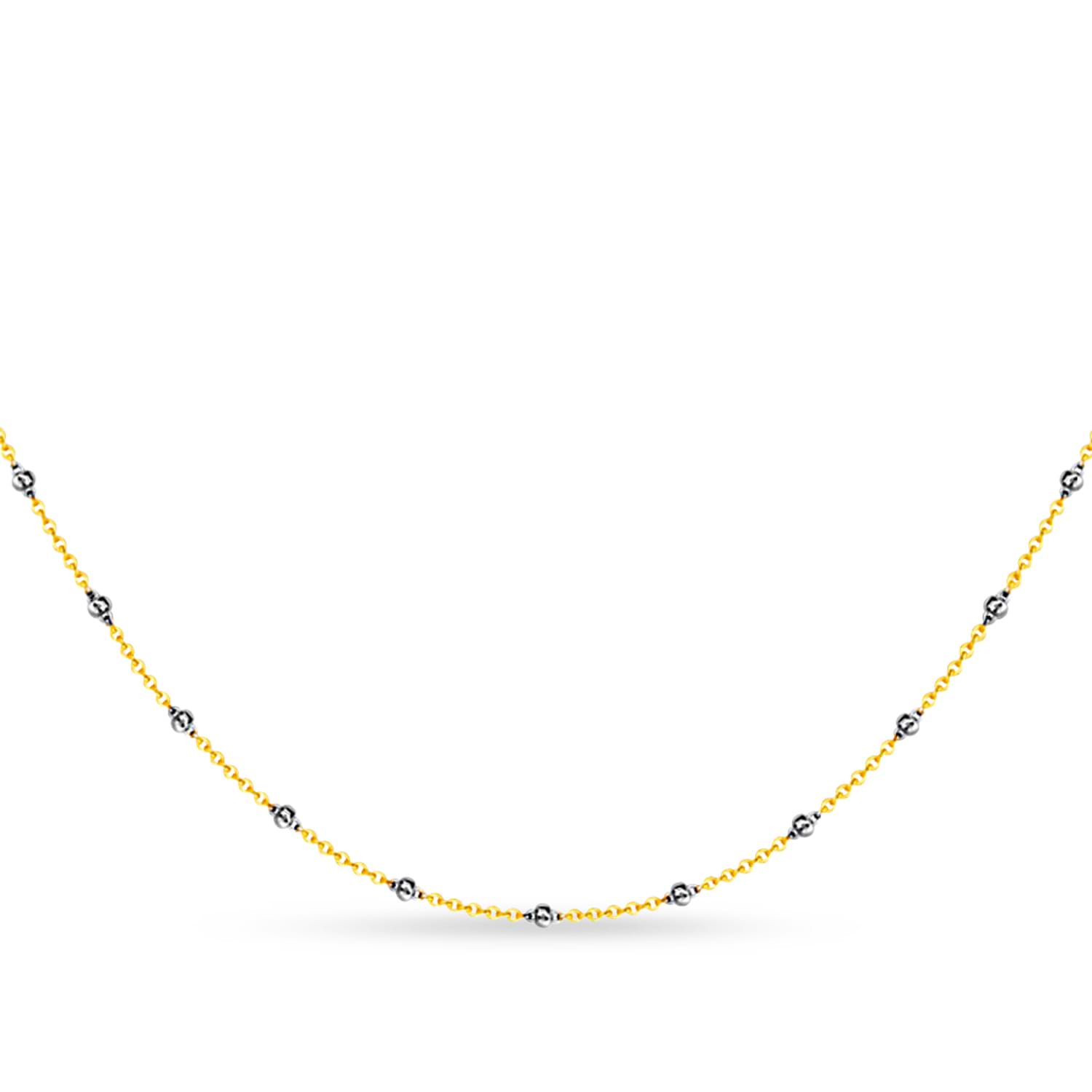 Cable Chain Necklace With Beads 14k Yellow Gold