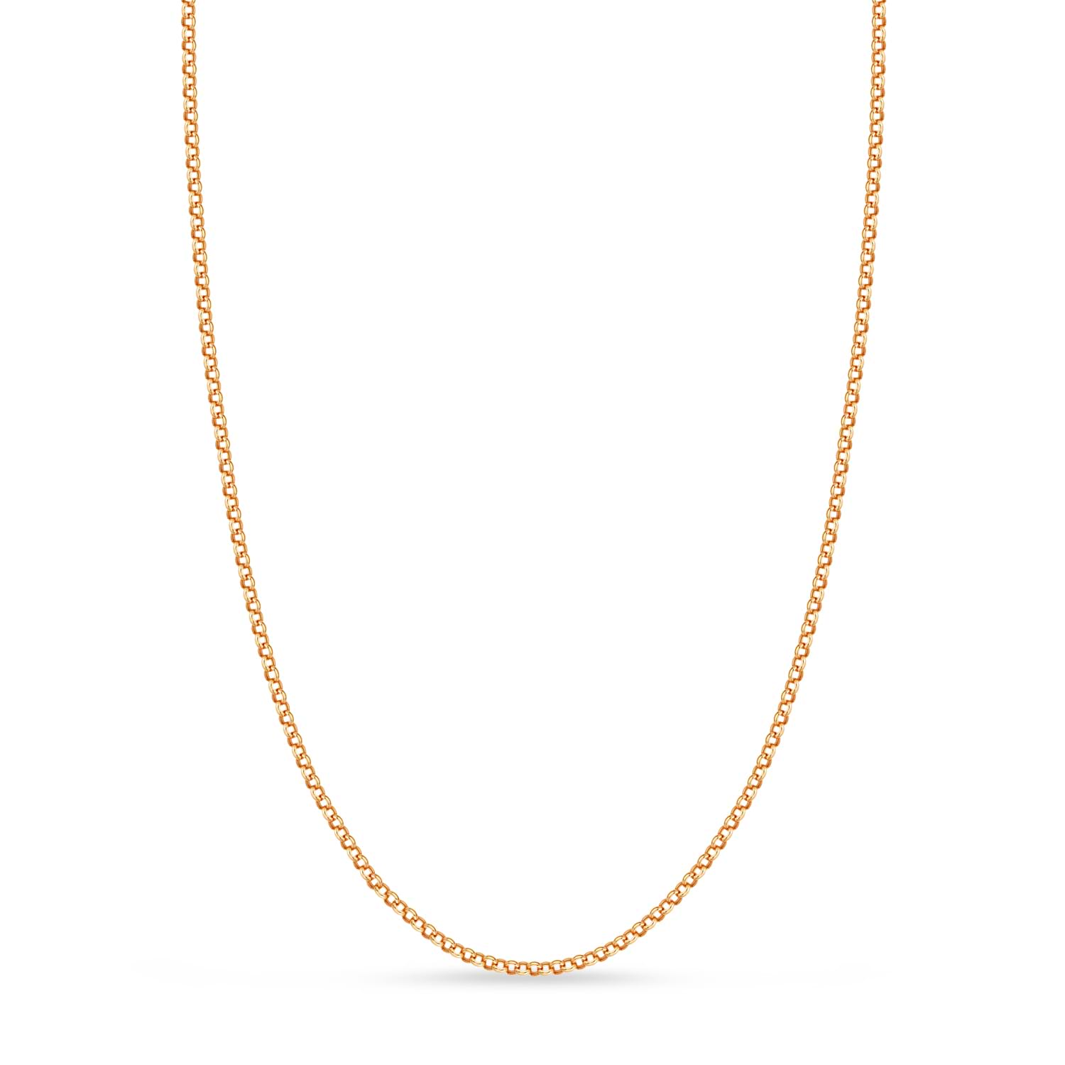 Hollow Rolo Chain Necklace 14k Rose Gold