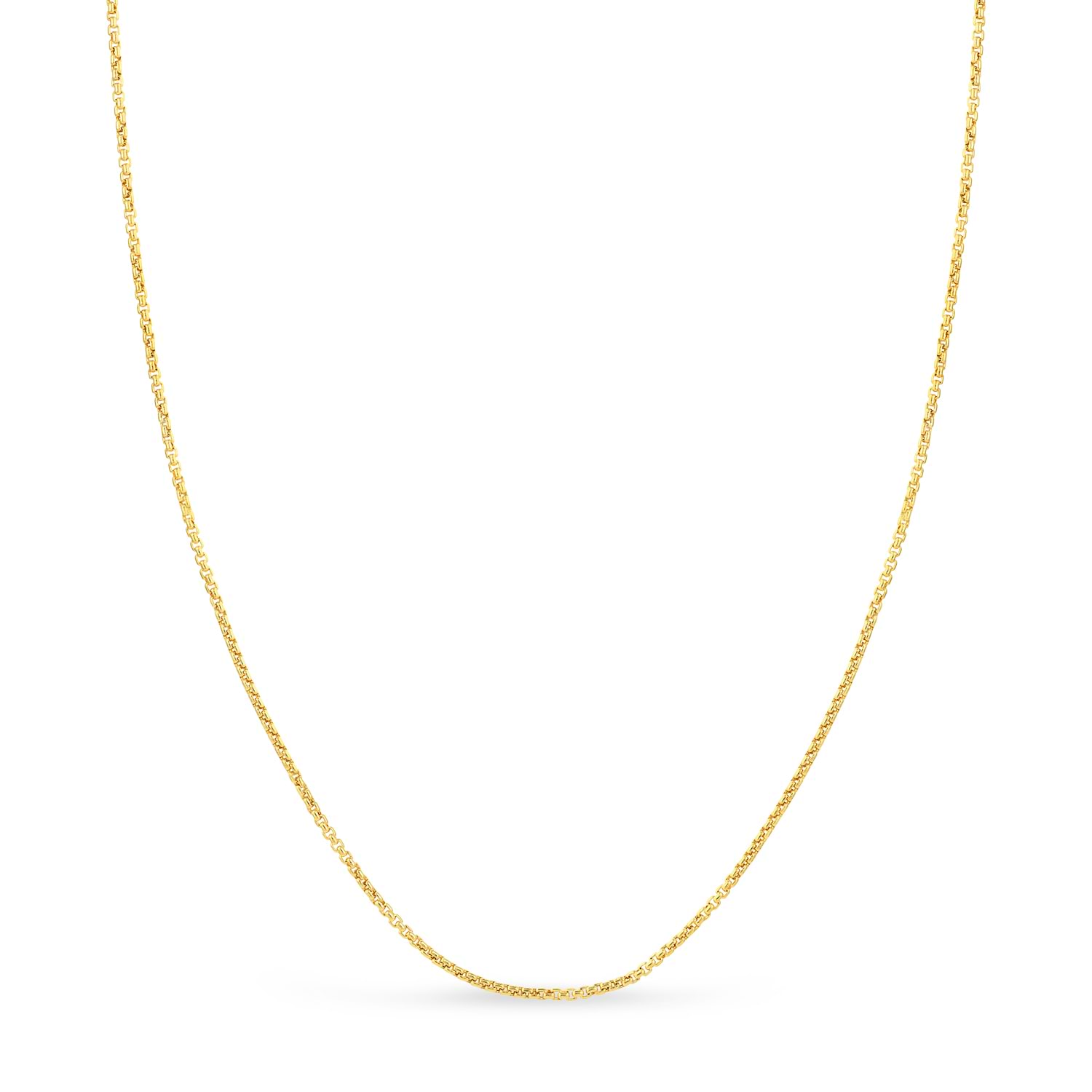 Round Box Chain Necklace 14k Yellow Gold