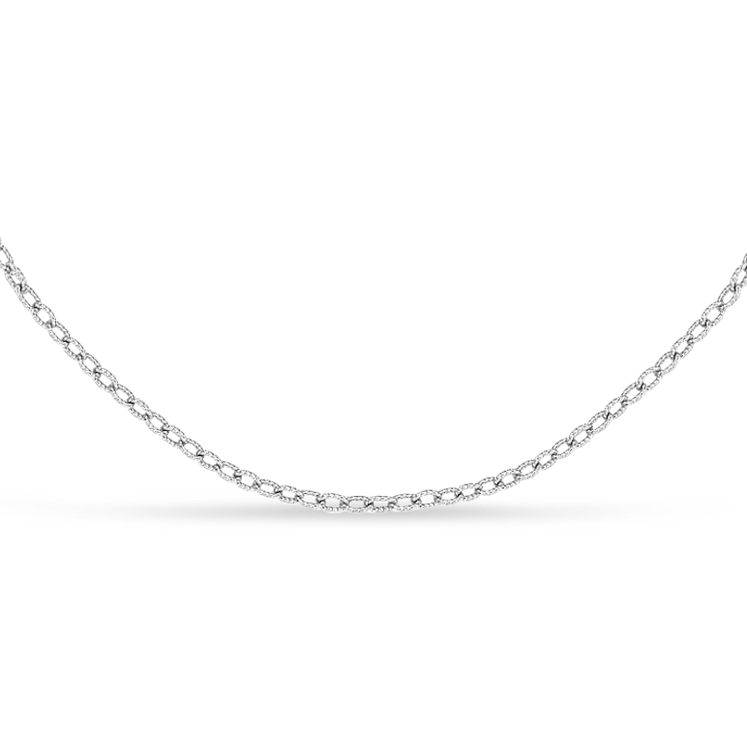 Designer Rolo Chain Necklace 14k White Gold