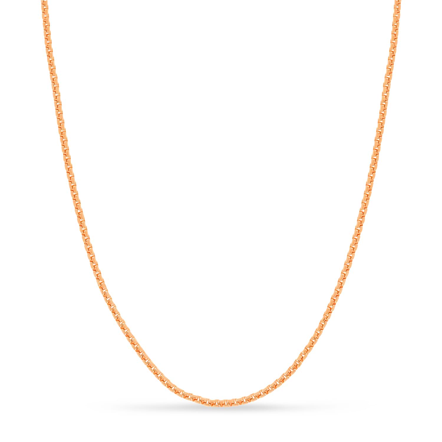 Large Round Box Chain Necklace 14k Rose Gold