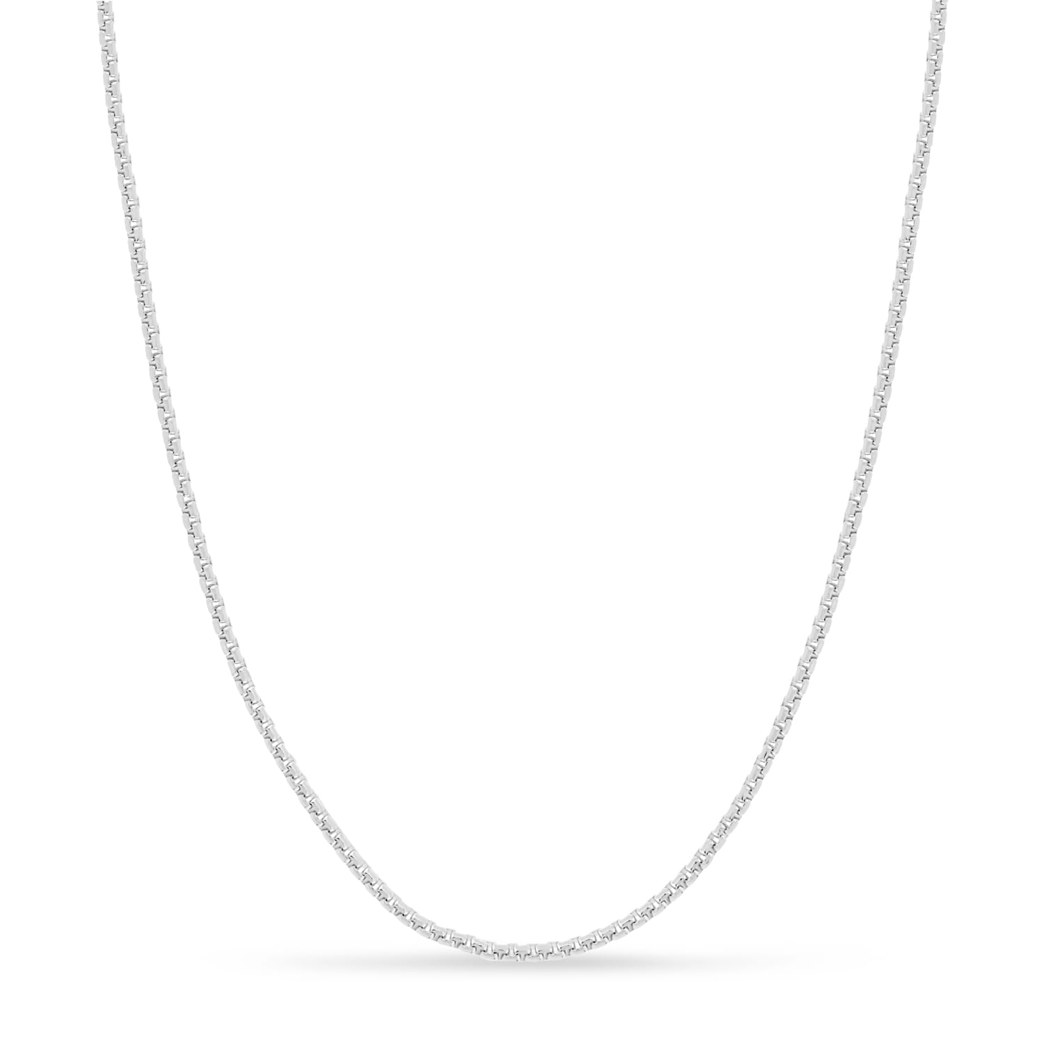 Large Round Box Chain Necklace 14k White Gold
