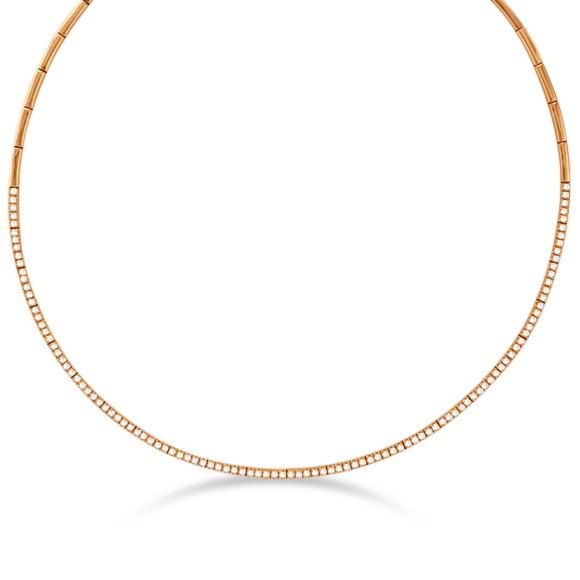 Diamond Choker Tennis Necklace in 14k Rose Gold (2.31ct)