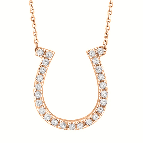 Diamond Horseshoe Pendant Necklace 14k Rose Gold (0.26ct)