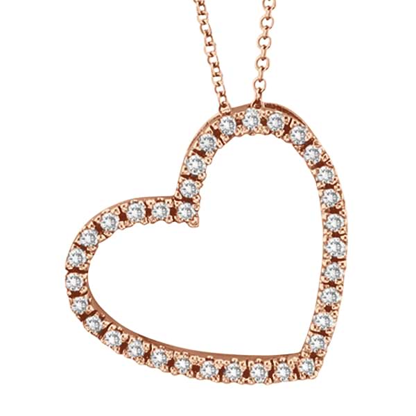 Diamond Open Heart Pendant 14k Rose Gold (Pink Gold) 0.40 ctw