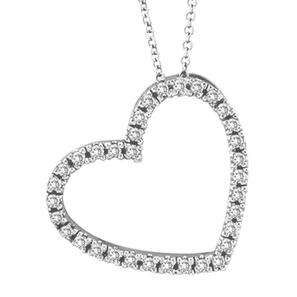 Diamond Open Heart Pendant Necklace 14k White (0.40ctw)