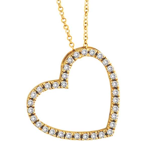 Diamond Open Heart Pendant 14k Yellow Gold (0.40 ctw)