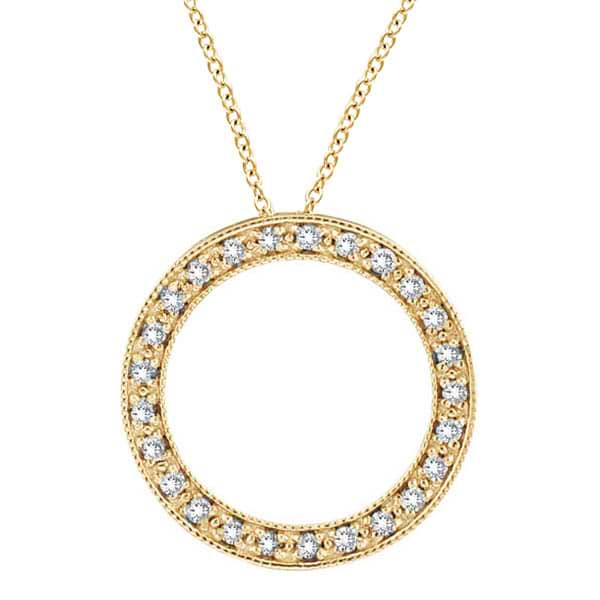 Diamond Circle Pendant Necklace 14k Yellow Gold (0.25ct)