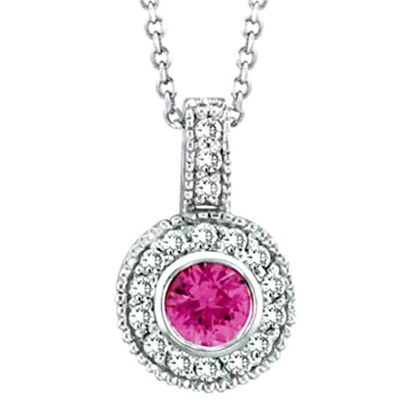 Designer Pink Sapphire & Diamond Pendant in 14K White Gold (0.67 ctw)
