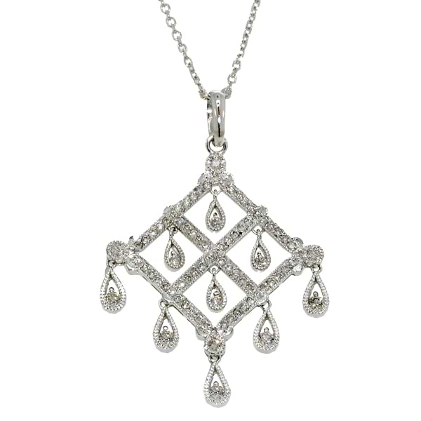 Diamond Chandelier Pendant Necklace 14k White Gold (1.21ct)