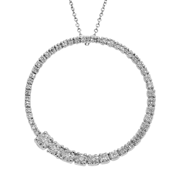 Graduated Diamond Circle Pendant in 14k White Gold (1.52 ctw)