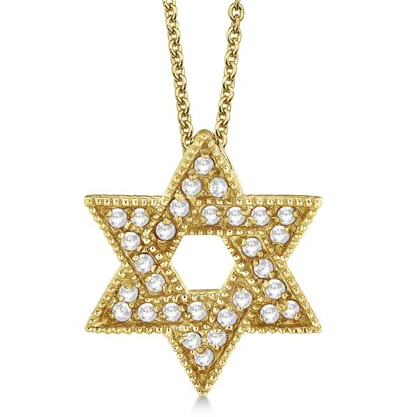 Jewish Star of David Diamond Pendant Necklace 14k Yellow Gold (0.35ct)