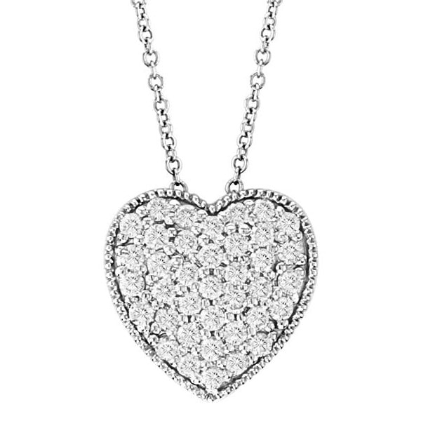 Heart Shaped Diamond Pendant Necklace 14k White Gold (0.75ct)