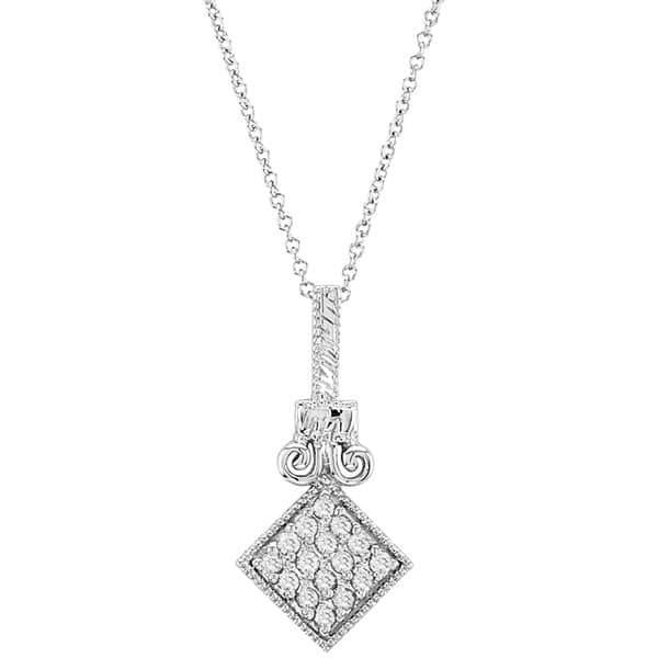 Designer Diamond Square Pendant in 14k White Gold (0.50 ctw)