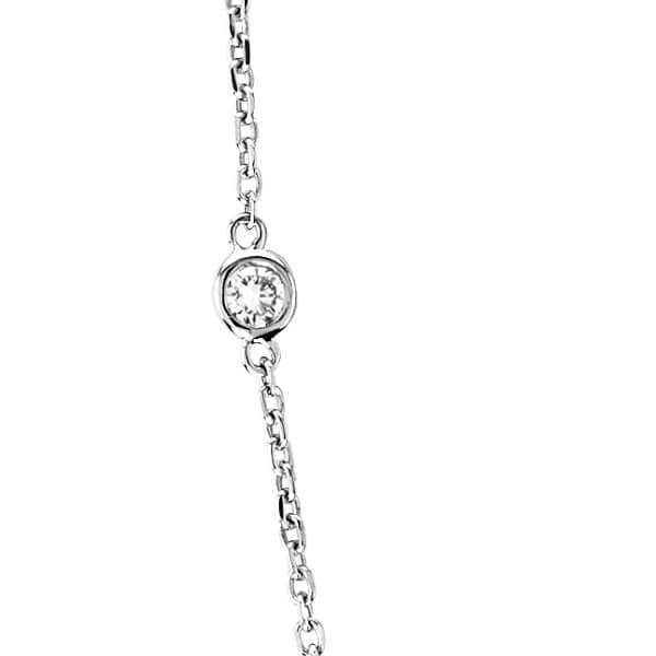 Moissanite Station Necklace Bezel-Set in 14k White Gold (0.75 ctw)