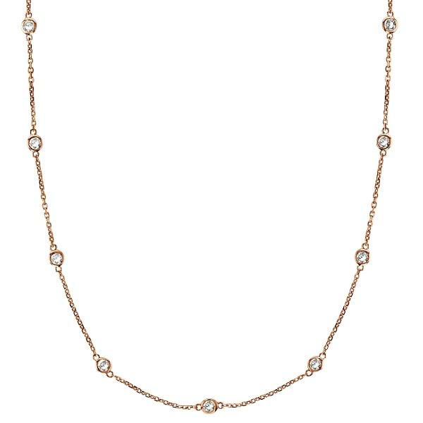 Diamond Station Necklace Bezel-Set in 14k Rose Gold (0.33 ctw)