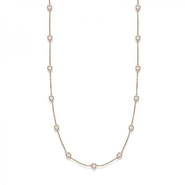 36 inch Long Lab Grown Diamond Station Necklace Strand 14k Rose Gold (6.00ct)