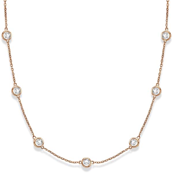Lab Grown Diamonds By The Yard Station Necklace 14k Rose Gold (3.00ct)