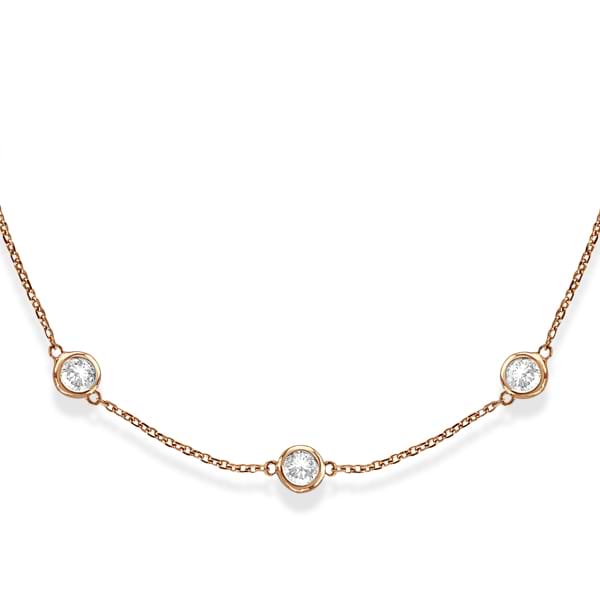 Lab Grown Diamonds By The Yard Station Necklace 14k Rose Gold (4.00ct)