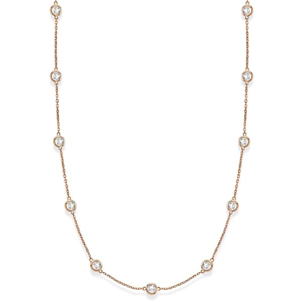 Diamond Station Necklace Bezel-Set in 14k Rose Gold (5.00ct)