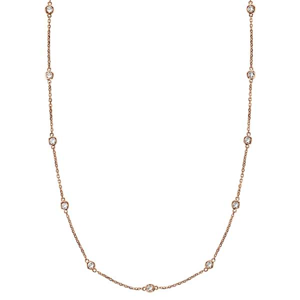 Diamond Station Necklace Bezel-Set in 14k Rose Gold (2.00 ctw)