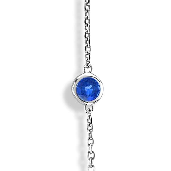 Blue Sapphires Gemstones by The Yard Necklace 14k White Gold 2.25ct