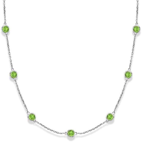 Peridots by The Yard Bezel Station Necklace in 14k White Gold 2.25ct