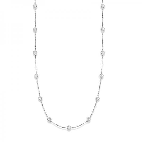 36 inch Long Lab Grown Diamond Station Necklace Strand 14k White Gold (7.00ct)