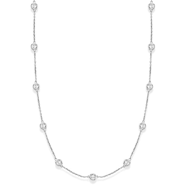 Lab Grown Diamonds By The Yard Station Necklace Bezel-Set 14k White Gold (3.50ct)