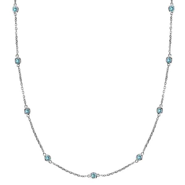 Aquamarine Gemstones by The Yard Station Necklace 14k W. Gold 1.25ct
